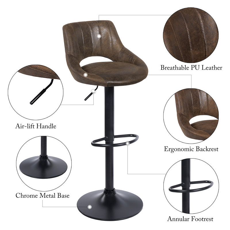 Foundry Select Newville Swivel Adjustable Height Stool & Reviews Wayfair